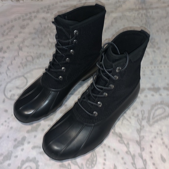 Sperry Saltwater Codura Black Duck Boots Waterproof Size 10 with Box - Picture 5 of 9